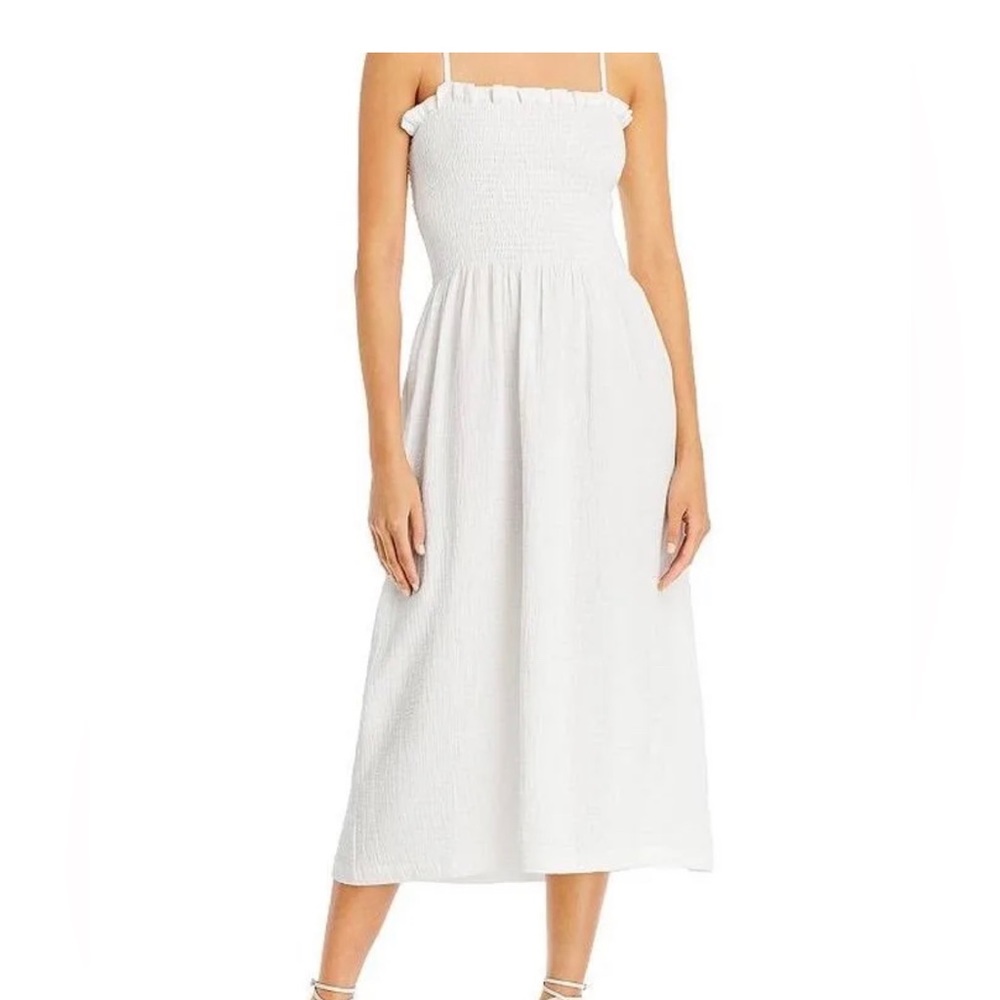 NWT FAHERTY Lakeview Organic Cotton Gauze Midi Sundress size M Smocked Top